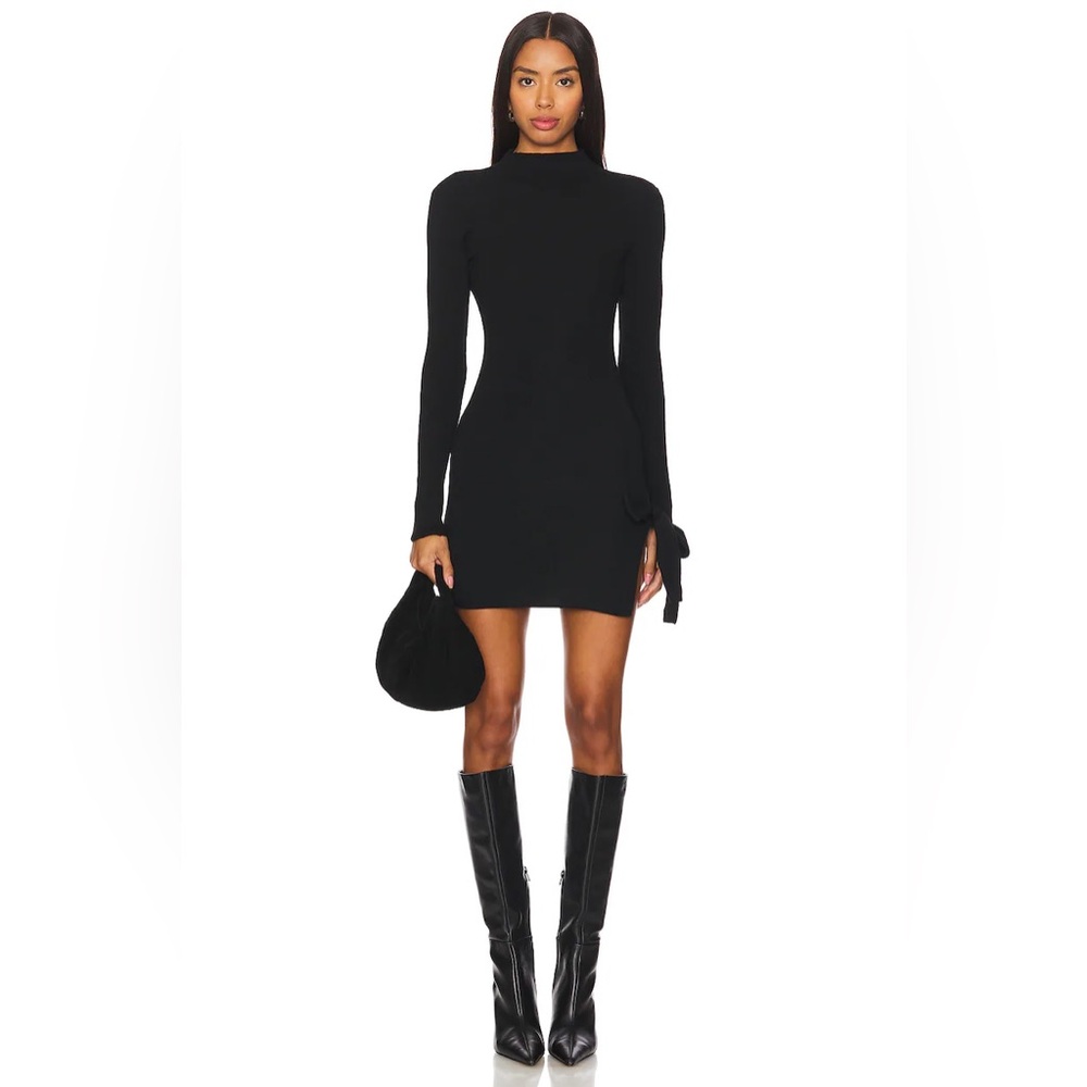 Camila Coelho NWT Yvonne Mini Dress Black Revolve Open back tie over hip XS